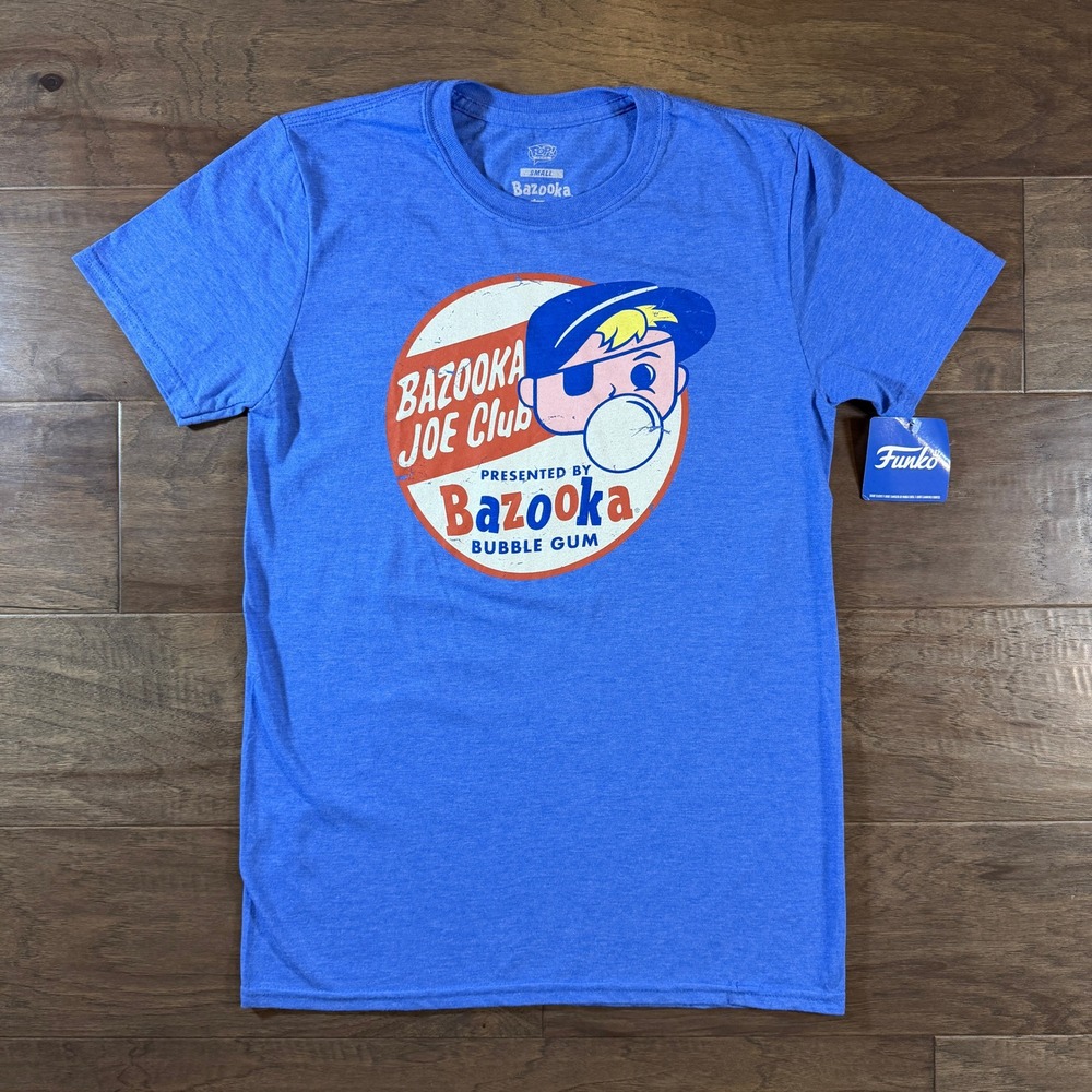 Funko Pop Tees Bazooka Joe Club Bubble Gum Blue T-Shirt‎ Mens NWT 2018 Topps